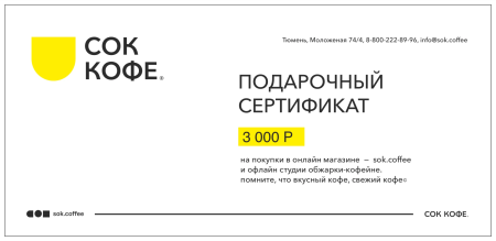 Электронный подарочный сертификат 3000 р